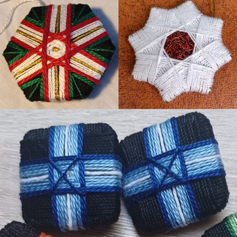 Samples of Thread-Wrapped Christmas Buttons